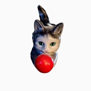 Vintage Small Goebel Gray Cat with Ball